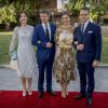 Le prince Frederik et la princesse Mary de Danemark, le prince Daniel et la princesse Victoria de Suède arrivent au dîner officiel au Eric Ericsonhallen à Stockholm. Le 29 mai 2017