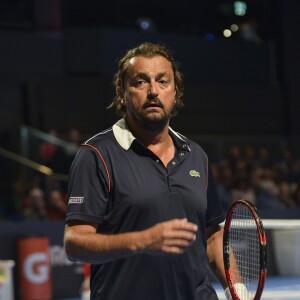 Henri Leconte participe au tournoi "Kings of Tennis" à Stockholm le 16 mars 2016.