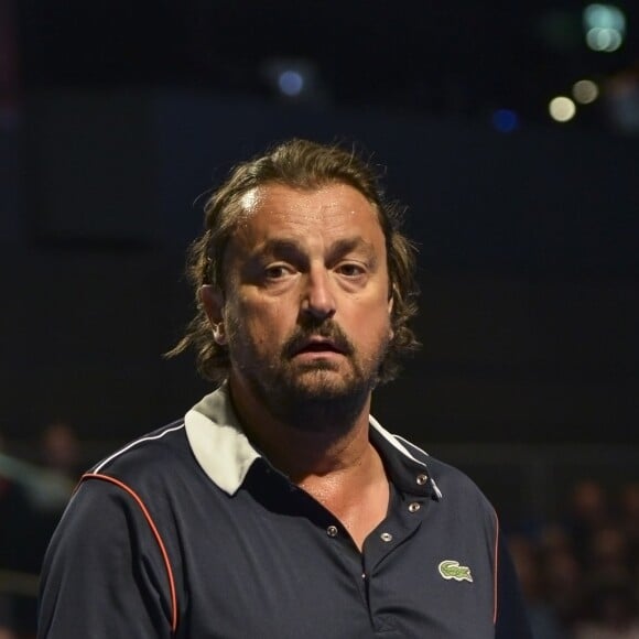 Henri Leconte participe au tournoi "Kings of Tennis" à Stockholm le 16 mars 2016.