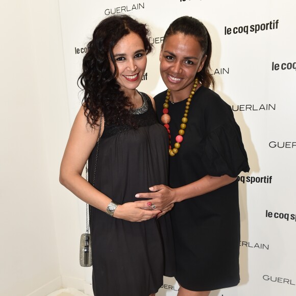 Semi-exclusif - Aïda Touihri enceinte et Laurence Roustandjee - Le coq sportif et Guerlain organisent une soirée pour célébrer le lancement de leur collaboration, au flagship le coq sportif boulevard Saint-Germain à Paris, France, le 31 mai 2017. © Rachid Bellak/Bestimage
