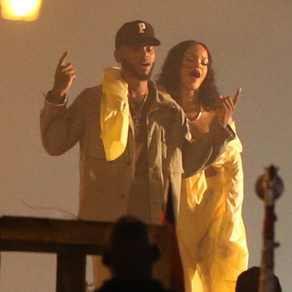 Rihanna, DJ Khaled et Bryson Tiller sur le tournage d'un nouveau clip dans le quartier de Little Haiti à Miami, le 5 juin 2017. © CPA/Bestimage