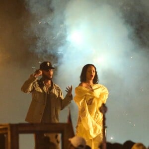 Rihanna, DJ Khaled et Bryson Tiller sur le tournage d'un nouveau clip dans le quartier de Little Haiti à Miami, le 5 juin 2017. © CPA/Bestimage