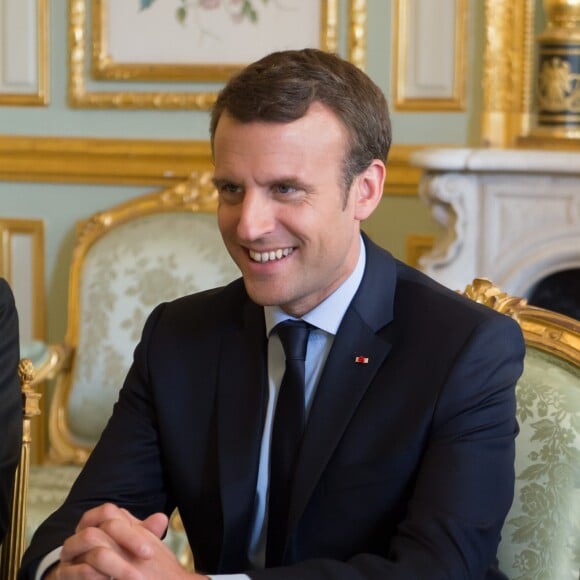 Le président de la République Emmanuel Macron lors de son entretien avec le président du Guatemala Jimmy Morales au Palais de l'Elysée à Paris, le 8 juin 2017. © Jacques Witt/Pool/Bestimage