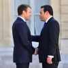 Le président de la République Emmanuel Macron reçoit le président du Guatemala Jimmy Morales au Palais de l'Elysée à Paris, le 8 juin 2017. © Giancarlo Gorassini/Bestimage