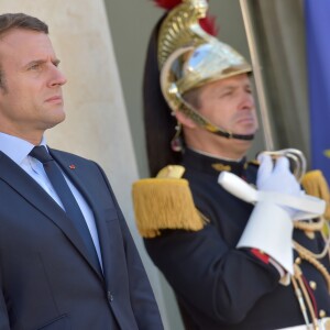 Le président de la République Emmanuel Macron reçoit le président du Guatemala Jimmy Morales au Palais de l'Elysée à Paris, le 8 juin 2017. © Giancarlo Gorassini/Bestimage