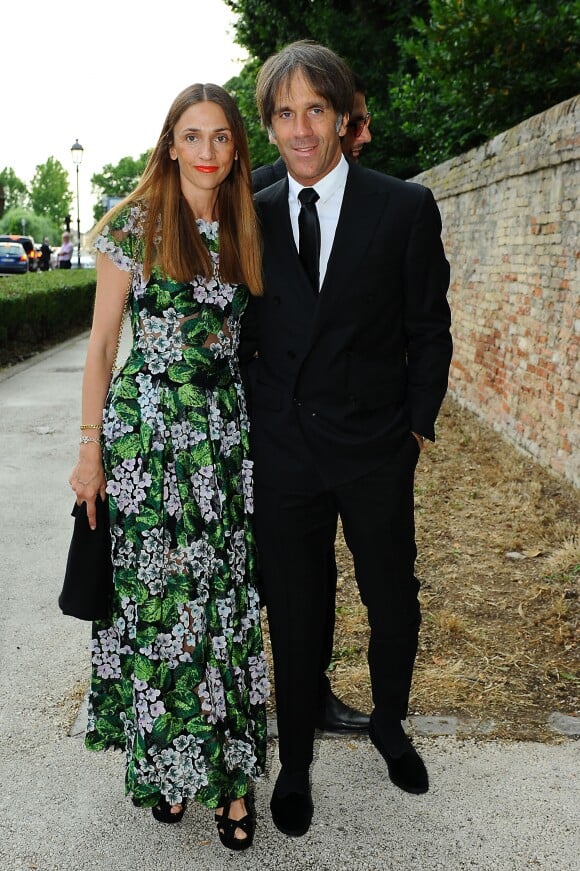 Davide Oldani et sa femme Evelina Rolandi - Les invités arrivent au mariage de Jessica Chastain et de Gian Luca Passi de Preposulo à la Villa Tiepolo Passi à Trévise en Italie le 10 juin 2017.