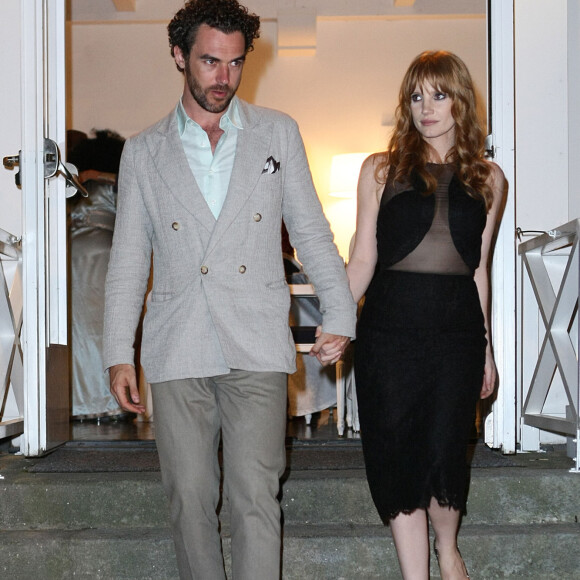 Jessica Chastain et son compagnon Gian Luca Passi De Preposulo lors du festival Global Film & Music d'Ischia 2014 à Ischia, le 13 juillet 2013.