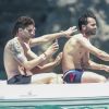 Exclusif - Le joueur de football international espagnol qui évolue au poste de défenseur central au Borussia Dortmund, Marc Bartra en vacances sur un yacht avec des amis à Ibiza le 13 juin 2017.