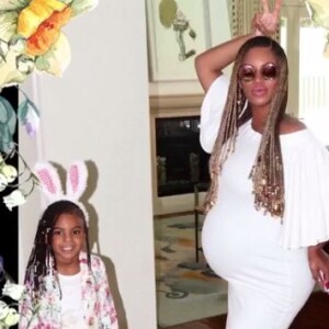 Beyoncé avec sa fille Blue Ivy lors de la célébration de Pâques. Photo posté sur Instagram le 23 avril 2017.