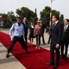 Le président Emmanuel Macron et sa femme Brigitte prennent l'avion présidentiel pour rentrer à Paris après leur visite privée à Rabat au Maroc le 15 juin 2017. © Sébastien Valiela / Bestimage