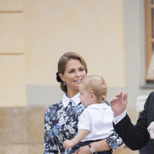 La princesse Madeleine de Suède, Chris O'Neill et leurs enfants le prince Nicolas et la princesse Leonore - Baptême du prince Alexander de Suède au palais Drottningholm à Stockholm. Le 9 septembre 2016