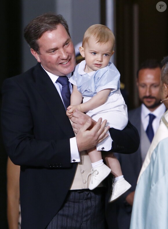 Christopher O'Neill et le prince Nicolas de Suède - Baptême du prince Oscar de Suède à Stockholm en Suède le 27 mai 2016.