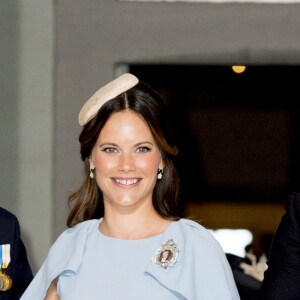 Le prince Carl Philip et la princesse Sofia (Hellqvist), Chris O'Neill et son fils le prince Nicolas - Baptême du prince Oscar de Suède à Stockholm en Suède le 27 mai 2016.