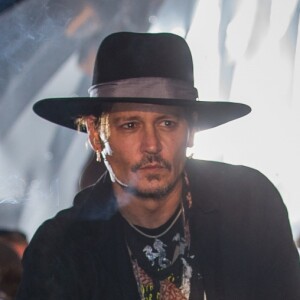 Johnny Depp lors de la projection du film The Libertine au Glastonbury Festival à Worthy Farm, Somerset, le 22 juin 2017.