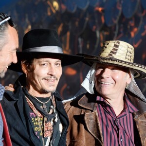 Johnny Depp lors de la projection du film The Libertine au Glastonbury Festival à Worthy Farm, Somerset, le 22 juin 2017.