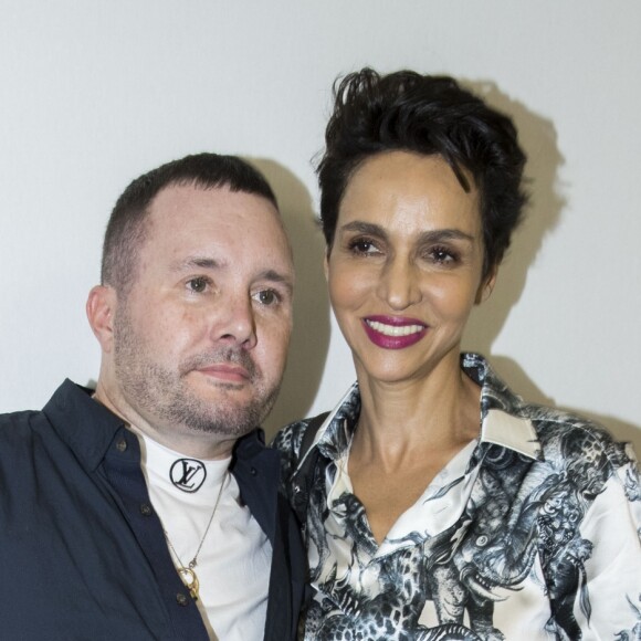 Le styliste Kim Jones et Farida Khelfa - Backstage du défilé de mode Louis Vuitton Hommes printemps-été 2018 au Palais Royal à Paris. Le 22 juin 2017. © Olivier Borde / Bestimage