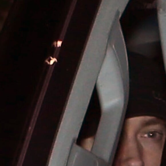 Le chanteur Eminem arrivant au mariage de Liberty Ross et Jimmy Iovine, le jour de la Saint Valentin, à Beverly Hills, le 14 février 2016.