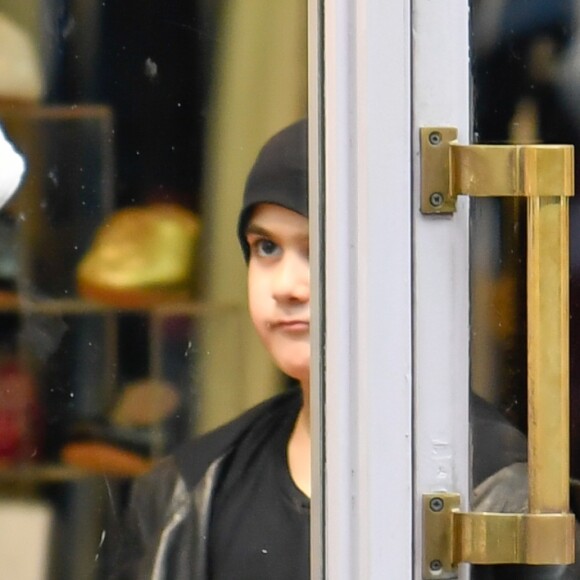 Céline Dion et ses enfants Eddy et Nelson ont quitté l'hôtel Royal Monceau pour aller à la boutique Stanlowa à Paris, le 27 juin 2017.