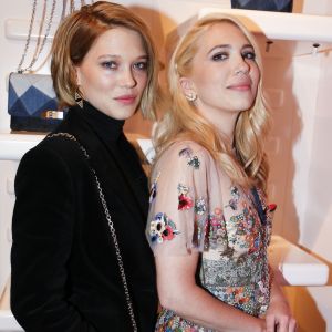 Léa Seydoux et sa soeur Camille Seydoux - Soirée de présentation de la collection capsule "Prismick Denim" de Camille Seydoux pour Roger Vivier à Paris, le 7 mars 2016. © Olivier Borde/Bestimage