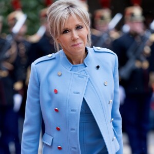 Brigitte Macron (Trogneux) - Passation de pouvoir entre Emmanuel Macron et François Hollande au Palais de l'Elysée à Paris le 14 mai 2017. © Cyril Moreau / Bestimage