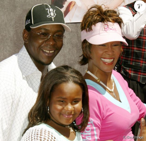 Whitney Houston et Bobby Brown avec leur fille Bobbi Kristina à Los Angeles, le 8 août 2004