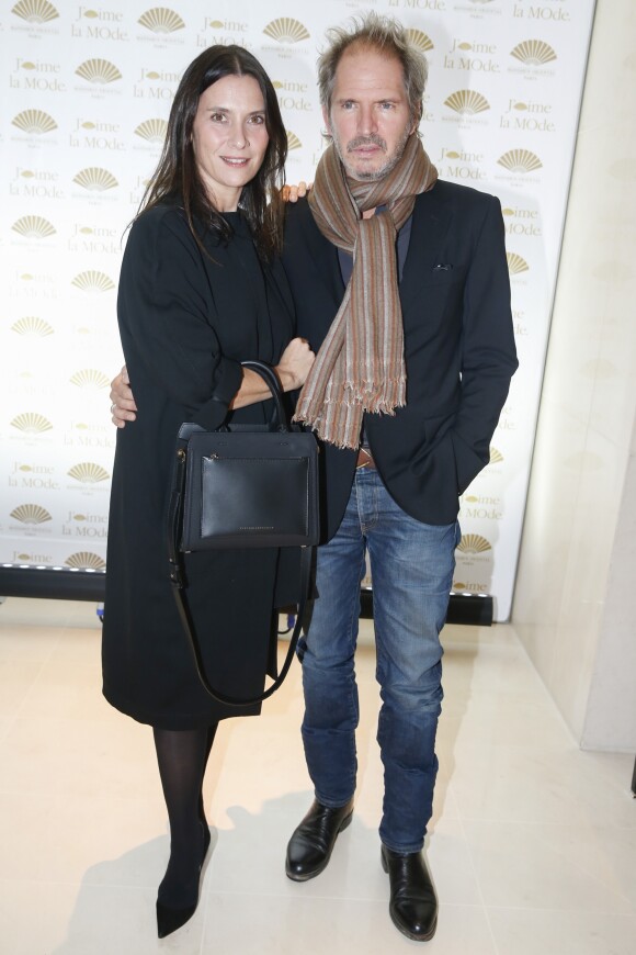 Géraldine Pailhas et son compagnon Christopher Thompson - Soirée "J'aime la mode" à l'hôtel Mandarin Oriental à Paris, le 28 septembre 2015.