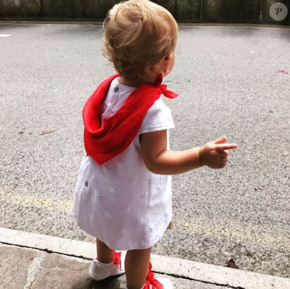 Erika Choperena, la femme d'Antoine Griezmann, publie une photo de leur fille d'un an, Mia, sur Instagram. Le 8 juillet 2017.