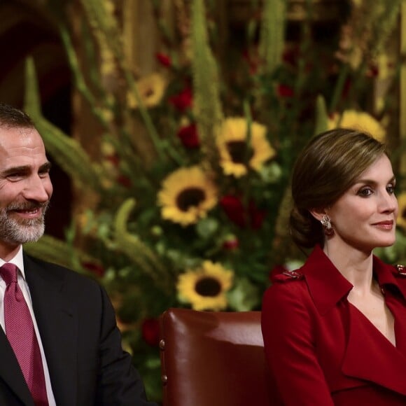 Le roi Felipe VI et la reine Letizia d'Espagne en visite au parlement à Londres le 12 juillet 2017.  12th July 2017 London UK Spain's King Felipe and Queen Letizia take a seat at the Palace of Westminster in London before King Felipe addressed the Palace.12/07/2017 - Londres