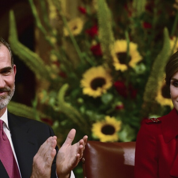 Le roi Felipe VI et la reine Letizia d'Espagne en visite au parlement à Londres le 12 juillet 2017.  12th July 2017 London UK Spain's King Felipe and Queen Letizia take a seat at the Palace of Westminster in London before King Felipe addressed the Palace.12/07/2017 - Londres