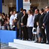 Frédérique Vidal, François Nyssen, François Hollande, Nicolas Sarkozy et le prince Albert II de Monaco lors de la cérémonie d'hommage aux victimes de l'attentat du 14 juillet 2016 à Nice, le 14 juillet 2017. © Bruno Bébert/Bestimage