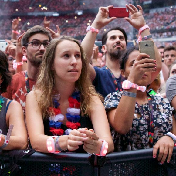 Coldplay en concert au Stade de France, Saint-Denis, le 15 juillet 2017.