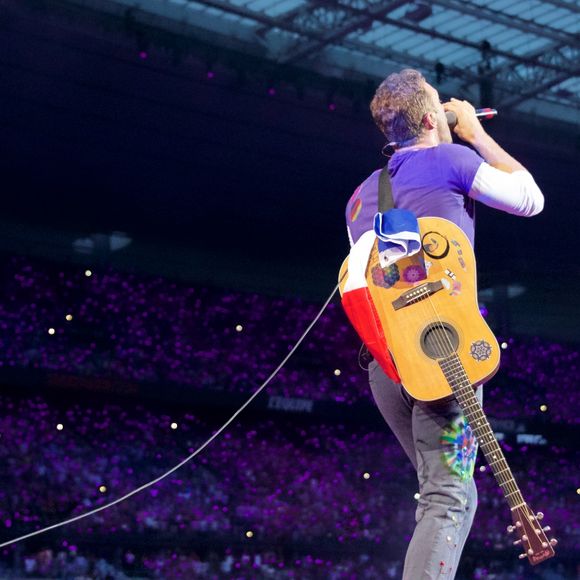 Coldplay en concert au Stade de France, Saint-Denis, le 15 juillet 2017.