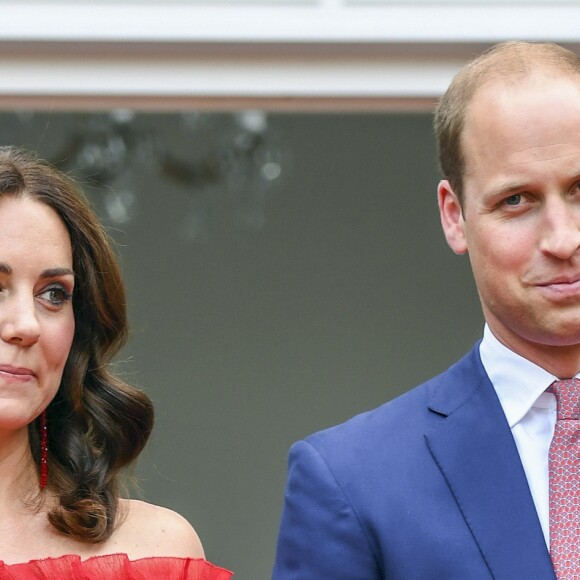 Le prince William et Kate Middleton, duchesse de Cambridge lors de la garden party organisée par l'ambassadeur de Grande-Bretagne à Berlin le 19 juillet 2017 en l'honneur de l'anniversaire de la reine.