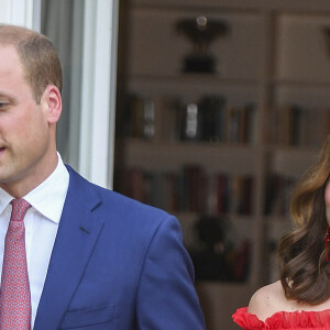 Le prince William et Kate Middleton, duchesse de Cambridge lors de la garden party organisée par l'ambassadeur de Grande-Bretagne à Berlin le 19 juillet 2017 en l'honneur de l'anniversaire de la reine.