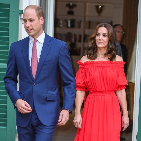 Le prince William et Kate Middleton, duchesse de Cambridge lors de la garden party organisée par l'ambassadeur de Grande-Bretagne à Berlin le 19 juillet 2017 en l'honneur de l'anniversaire de la reine.