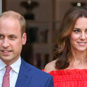 Le prince William et Kate Middleton, duchesse de Cambridge lors de la garden party organisée par l'ambassadeur de Grande-Bretagne à Berlin le 19 juillet 2017 en l'honneur de l'anniversaire de la reine.