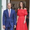 Le prince William et Kate Middleton, duchesse de Cambridge lors de la garden party organisée par l'ambassadeur de Grande-Bretagne à Berlin le 19 juillet 2017 en l'honneur de l'anniversaire de la reine.