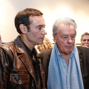 Exclusif - Anthony Delon et son père Alain Delon - Lancement de la marque de vêtements de cuir "Anthony Delon 1985" chez Montaigne Market à Paris. Le 7 mars 2017 © Philippe Doignon / Bestimage