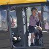 Le prince William, duc de Cambridge et son fils enfants le prince George de Cambridge en visite à l'usine Airbus à Hambourg, le 21 juillet 2017, avant de prendre leur avion à la fin de leur visite officielle en Allemagne.