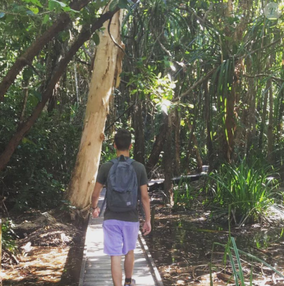 Simon Castaldi en vacances en Australie. Juillet 2017