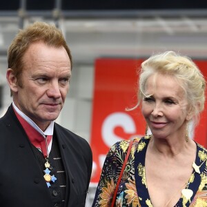 Sting (lauréat), sa femme Trudie Styler lors de la remise du prix Polar 2017 à Stockholm, le 15 juin 2017.