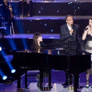 Exclusif - Juliette Armanet, Nikos Aliagas et Elodie Frégé - Enregistrement de l'émission "Michel Berger, 25 ans déjà - L'hommage symphonique" à la Seine Musicale à Boulogne-Billancourt. L'émission sera diffusée le 29 juillet en prime time sur TF1. Le 6 juin 2017 © Cyril Moreau-Veeren Ramsamy / Bestimage