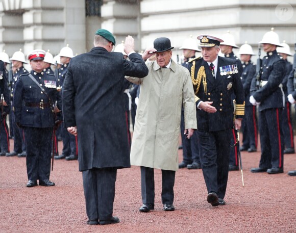 Le prince Philip, duc d'Edimbourg, a accompli la dernière mission - la 22 220e - de sa carrière royale de 65 années le 2 août 2017 au palais de Buckingham à Londres, à l'occasion d'une parade des Royal Marines, la Captain General's Parade, marquant la fin du 1664 Global Challenge, une initiative caritative.