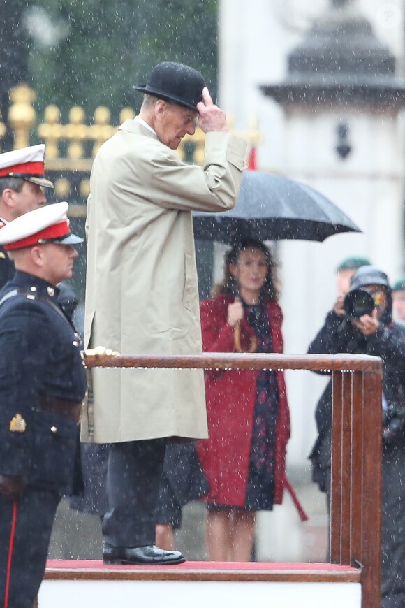 Le prince Philip, duc d'Edimbourg, a accompli la dernière mission - la 22 220e - de sa carrière royale de 65 années le 2 août 2017 au palais de Buckingham à Londres, à l'occasion d'une parade des Royal Marines, la Captain General's Parade, marquant la fin du 1664 Global Challenge, une initiative caritative.