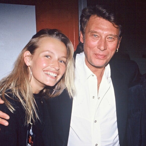 Estelle Lefébure, Johnny et David Hallyday, Sylvie Vartan en 1991