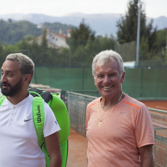 Exclusif - Actuellement en vacances dans sa villa à Cannes, Cyril Hanouna a disputé un match de tennis lors du tournoi de l'US Cagnes à Cagnes-sur-Mer le 3 aout 2017. © Dominique Agius/Bestimage