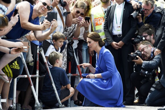 Catherine Kate Middleton, duchesse de Cambridge en visite à la porte de de Brandebourg à Berlin, le 19 juillet 2017