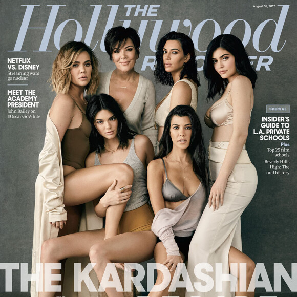 Kris Jenner et ses filles, Kourtney, Kim, Khloé Kardashian, Kylie et Kendall Jenner encore de 'The Hollywood Reporter'. Numéro du 16 août 2017.
