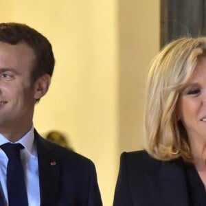 Le président français Emmanuel Macron, sa femme la première dame Brigitte Macron (Trogneux), Le président mexicain Enrique Pena Nieto et sa femme la Première dame Angélica Rivera - Le couple présidentiel français reçoit le couple présidentiel mexicain pour un dîner au palais de l'Élysée à Paris, le 6 juillet 2017. © Giancarlo Gorassini/Bestimage