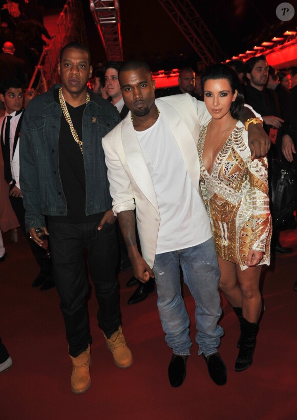 Jay Z, Kanye West et Kim Kardashian - Présentation mondiale du second court métrage "Cruel Summer" de Kanye West dans le cadre du 65e festival de Cannes, le 23 mai 2012.